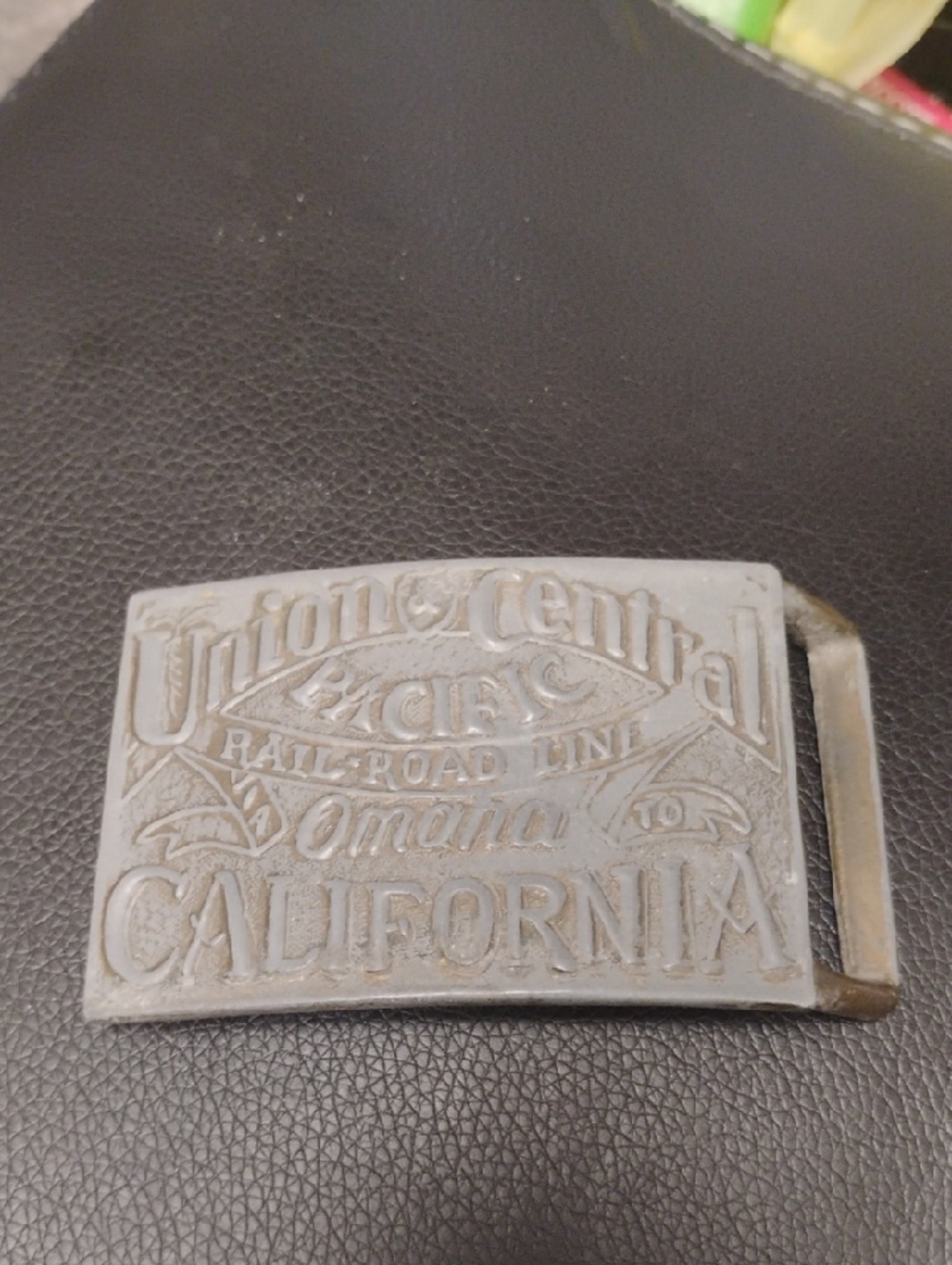 Vintage UNION & CENTRAL PACIFIC RAILROAD LINE OMAHA BELT BUCKLE NRMINT CONDITION